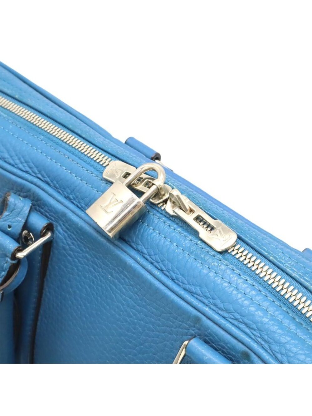 Louis Vuitton Pdv Porte Documents Voyage Briefcase Business Purse Leather Blue - Picture 6 of 9